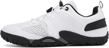 Barfußschuhe HUSKSWARE для жінок та чоловіків – широка передня частина, неслизька підошва, дихаючі, посилені люверси для фітнесу, трейлраннінгу, хайкінгу та повсякденного використання, білий, 44 EU