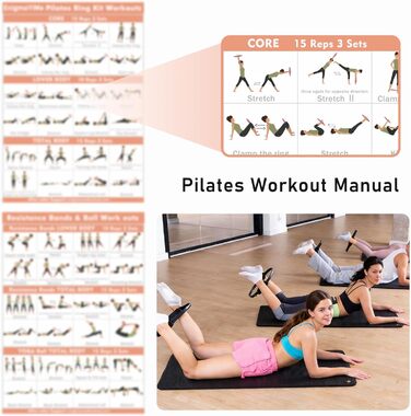 Pilates-кільце з набором для домашніх тренувань: Magic Circle 35 см, утяжелители для щиколоток та зап'ясть, гумові стрічки, для початківців, рожевий колір