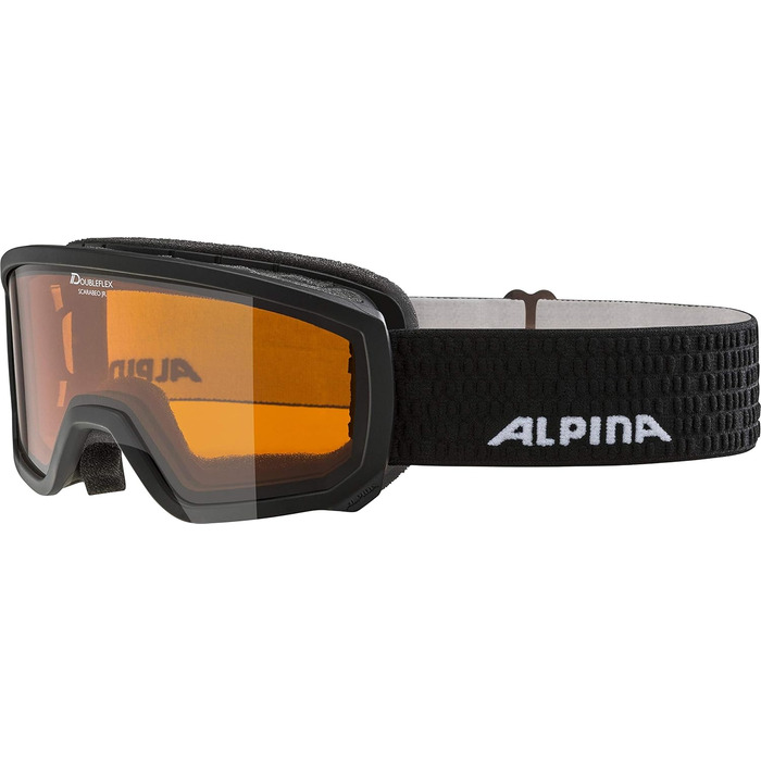 ALPINA SCARABEO JR. – дитяча лижна маска OTG, ударостійка, з 100% UV-захистом, антифог, чорна
