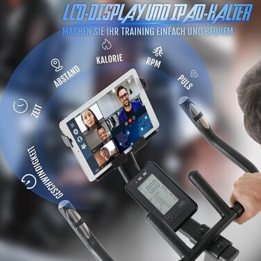 Велотренажер ISE з регульованим опором 26 кг, тихий hometrainer з LCD-дисплеєм, підставка для планшету, велотренажер для кардіотренувань вдома, до 120 кг