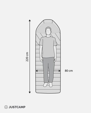 Спальний мішок Justcamp Melvin - 3 сезони (4-25°C) - 80 см, для дорослих та дітей, Mint