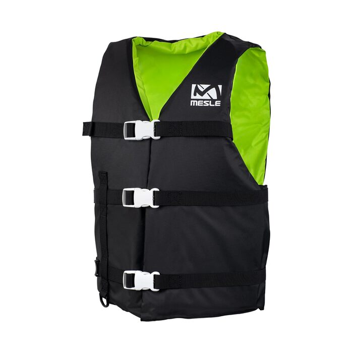 Жилет для плавання MESLE Adult Promo, універсальний 50N, для чоловіків та жінок, для SUP, каное, вейкбордингу, водних лиж, захисний жилет, для човнів (чорно-зелений)