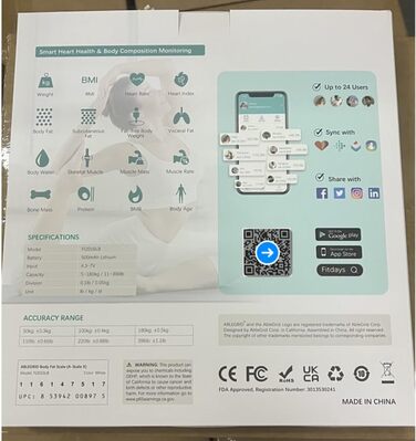 Електрична вага для вимірювання складу тіла ABLEGRID з LED-дисплеєм, рожева. Вимірює жир, м'язи, BMI, частоту серця та інші параметри (16 показників). Макс. вага: 180 кг