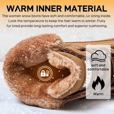Зимові черевики жіночі утеплені, водонепроникні, зимові черевики, черевики від снігу, теплі зимові черевики, короткі черевики, туристичні черевики, підошва не слизька, колір верблюжий, 38 EU