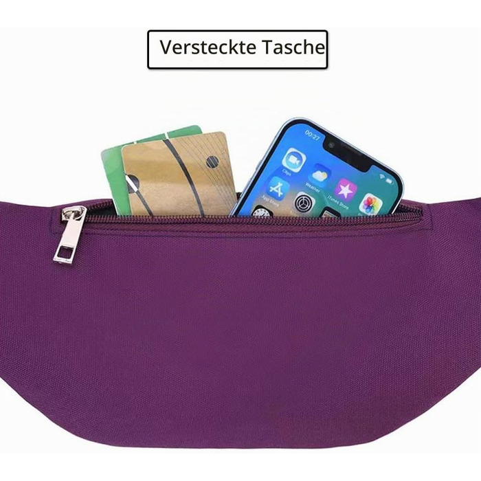 Сумка на пояс жіноча та чоловіча Bauchtasche для фітнесу, спорту, велосипеда, кемпінгу. Лілова, універсальний розмір