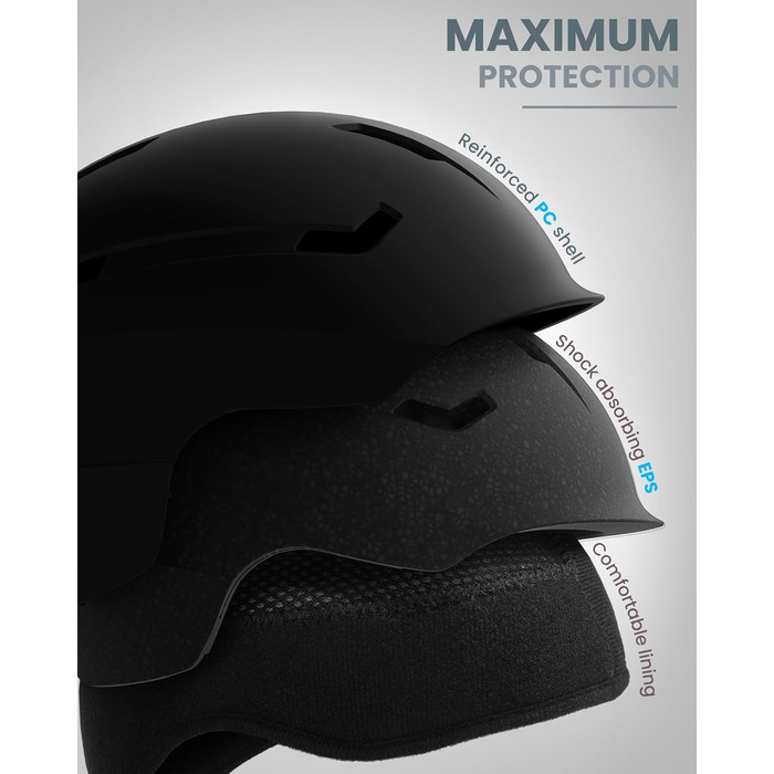 Шолом OutdoorMaster для гірськолижного спорту та сноубордингу з маскою - чорний мат, розмір M (56-58 см)