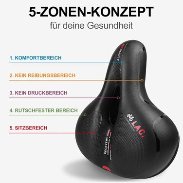 Велосипедне сідло Lachesis: комфортне, гелеве, з підвіскою для чоловіків та жінок. Підходить для MTB, шосе та трекінгових велосипедів (червоний)