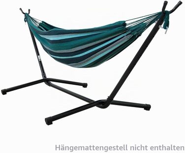 Гамак yourGEAR Maui XL бавовняний, 200 x 120 см, Smaragd (зелений) — витримує до 240 кг, з сумкою для транспортування