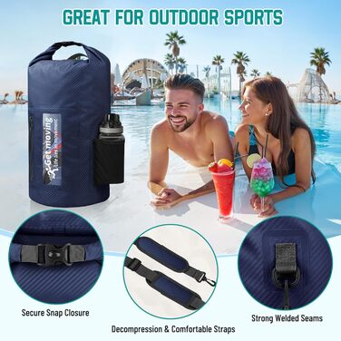 Водонепроникний мішок-рюкзак Dry Bag 20L RollTop, блакитний. Для каякінгу, рафтингу, риболовлі та відпочинку на воді