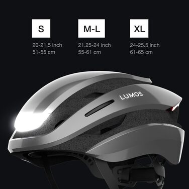 Lumos Ultra Smart-Шолом: велосипедний шолом з LED-ліхтарями, поворотниками та гальмівними ліхтарями, Bluetooth, розмір 51-55см, Ash Grey (MIPS)