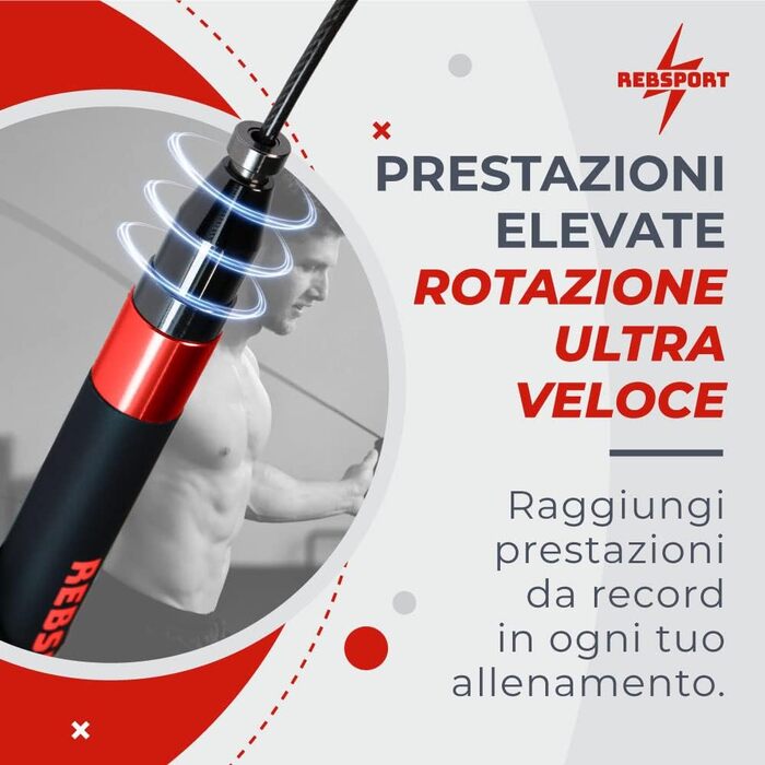 Професійний скакалка для кросфіту та Double Unders, регульована зі сталевим тросом 2.5 мм (червона), комплект з 2 тросами та ручками