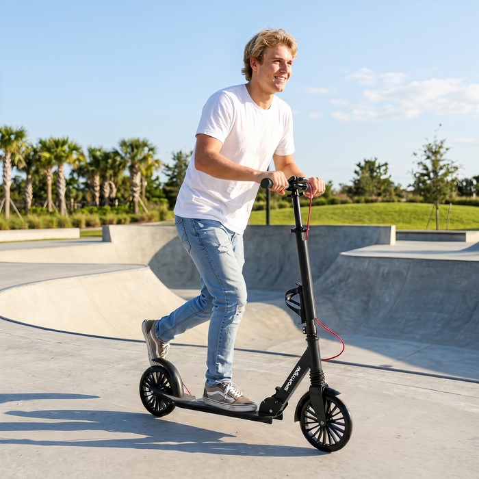 Складаний алюмінієвий самокат Cityroller з регулюванням висоти, колесами PU 200 мм, підшипниками ABEC-7 та подвійною системою гальмування