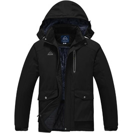 Чоловіча зимова куртка-фліска з капюшоном, Windjacke, Softshell для туризму та активного відпочинку, чорний колір