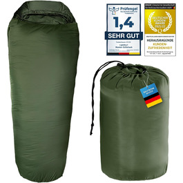 Спальний мішок LightDry® Mumien Thermo 3-сезонний з мікрофібри до -13°C; Легкий, компактний, теплий (Оливковий)