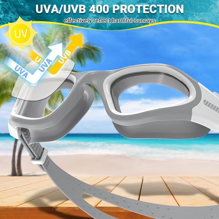 Окуляри для плавання Winline для чоловіків і жінок, антифог, UV-захист, водонепроникні, прозора лінза, для дорослих і підлітків, сірі та білі (без поляризації)