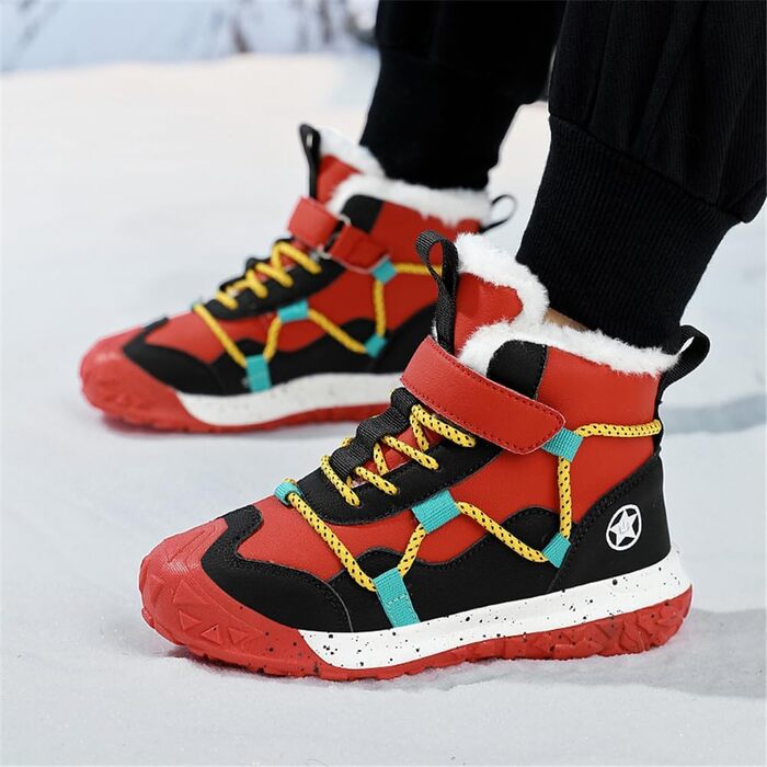 Водонепроникні зимові черевики для дітей: зимові чоботи для дівчаток та хлопчиків, утеплені, для активного відпочинку на вулиці, неслизькі, червоні (29 EU)