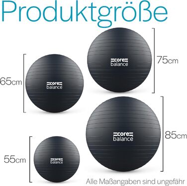 Гімнастичний м'яч Core Balance 55 см, антивибуховий, для фітнесу, йоги, вагітних, з насосом, чорний