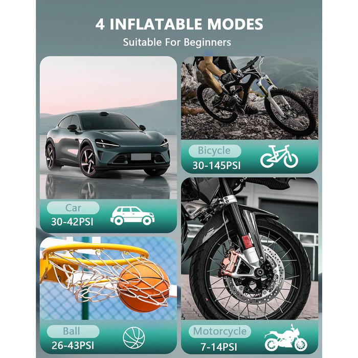 Електричний компресор для шин SERVOMASTER: велосипед, авто, мото, м'ячі. Акумуляторний, 150 PSI, з усіма насадками.