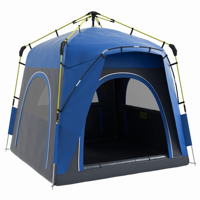 Намет Outsunny Pop-Up для 3 осіб, блакитний: кемпінговий, сімейний з UV 50+ захистом, водонепроникність 1000 мм