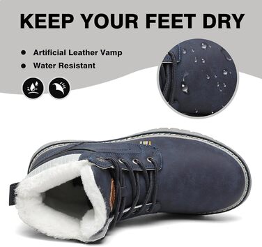 Зимові черевики Mishansha Herren для жінок. Теплі, водонепроникні, на шнурівці. Розмір 42 EU, темно-синій.
