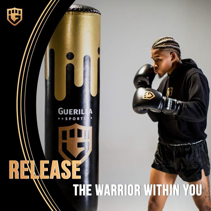 Вільностоячий боксерський мішок Guerilla Sports PRO зі стійкою, рукавичками та бандажами, для боксу, MMA та тренувань, для дорослих (початківців і професіоналів)
