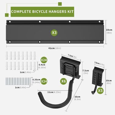 Настінна тримач для велосипедів Housolution 32 дюйми на 4 велосипеда + 3 шоломи, до 136 кг, міцний сталевий гак для велосипедів, стійка для велосипедів, настінна монтаж для гаража, чорний