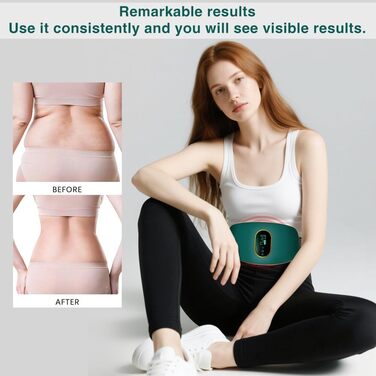 Електричний масажер для живота та схуднення, поясний слінг, вібраційний, для дому, офісу та подорожей (зелений)
