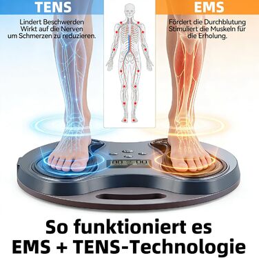 Масажер для ніг Medic Durchblutungsstimulator – EMS/TENS масаж, для нейропатії, фасціїту, м'язової втоми та болю, з 4 електродами