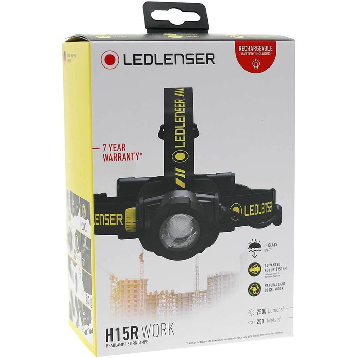 Ліхтар налобний Ledlenser H15R Work чорного кольору, універсальний розмір