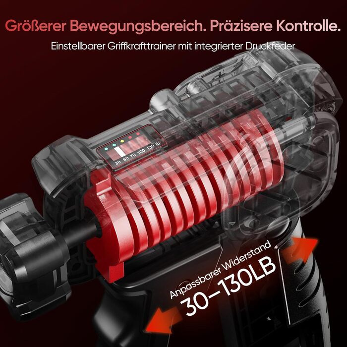 FitBeast Griffkrafttrainer 30–130LB з лічильником – регульований тренажер для рук чоловіків з великими руками, ергономічна ручка, тренування вдома та в офісі