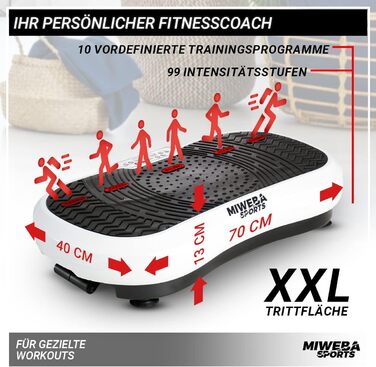 Платформа для фітнесу Miweba Sports MV100 2D, 250 Вт, 3D вібрація, осциляційна, для схуднення, домашній тренажер, чорна, 3 роки гарантії