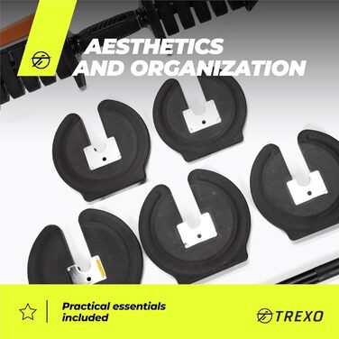 TREXO Регульований набір 2в1: гантелі та штанга 2-41 кг, залізо, ергономічна ручка, для фітнесу та силових тренувань