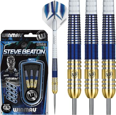 Дротики для дартсу WINMAU Steve Beaton 26 г, професійні, вольфрамові, з сталевим вістрям, набір з оперенням та держателями