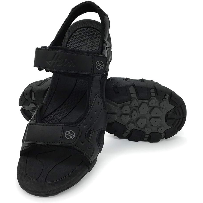 Чоловічі сандалі HEVA з натуральної шкіри для активного відпочинку, туризму та трекінгу, чорні, 41 EU