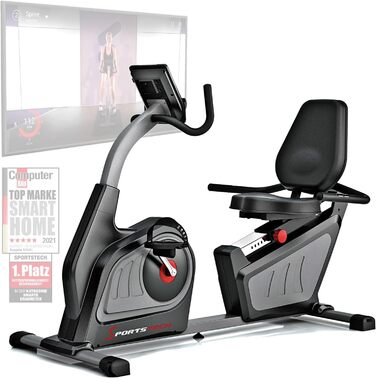 Професійний лежачий ергометр Sportstech ES600 з генератором, німецька якість, додаток з відео та мультиплеєром, підтримка HRC, опційний пульсометр, ергономічне сидіння