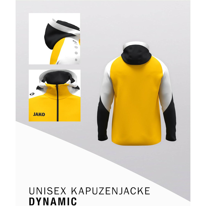 Чоловіча спортивна куртка з капюшоном JAKO Dynamic (S, жовтий/білий/чорний)