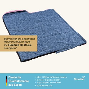 Спальний мішок Skandika Dundee Flanell: бавовна, преміум-якість, з'єднується, двомісний, 3 сезони, до -20°C, 220 x 80/160 см, для кемпінгу