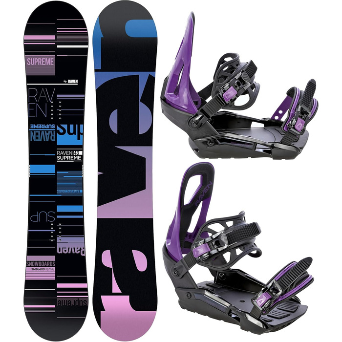Сноуборд комплект RAVEN Supr Black з кріпленнями s230 Black/Violet