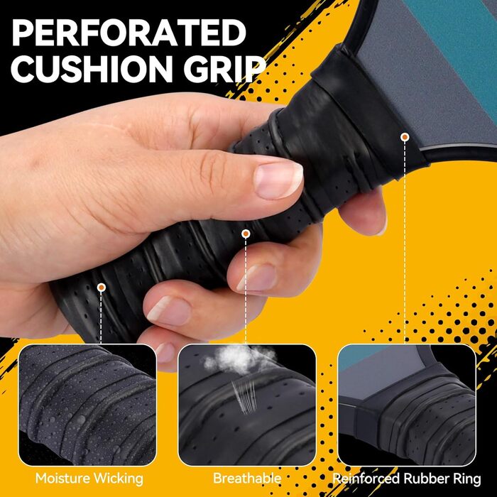 Набір для піклболу з 4 ракет, м'ячами та сумкою. Легкі ракетки з графіту, USAPA, преміум-якість, фацерова поверхня, полімерний серцевина. Чорно-сірий дизайн.