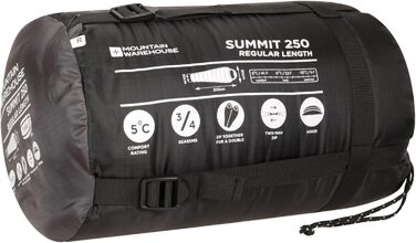 Сплячий мішок Mountain Warehouse Summit 250 - 3/4 сезону, ізольований, для кемпінгу та трекінгу, 215 см
