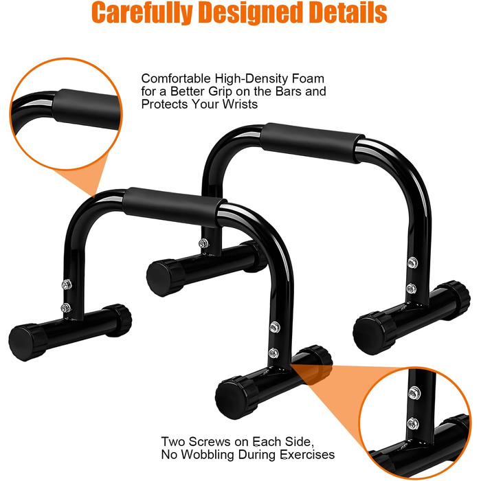 Паралелетки для віджимань та висіння, фітнес обладнання для дому та вулиці, Heavy Duty, протиковзаюча поверхня