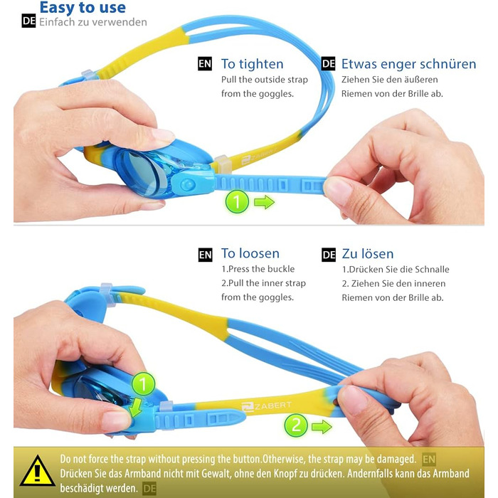 Дитячі окуляри для плавання K1 - професійні, для дітей та підлітків 0-14 років, антизапітніння, захист від УФ, блакитні/жовті