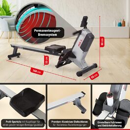 Гребний тренажер HAMMER RX1 для дому, магнітна система, складаний, до 120 кг, пульсомір