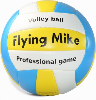 Волейбольний м'яч Captain Mike, розмір 5 - офіційний для пляжу та залу - для дорослих та дітей - міцний тренувальний та ігровий м'яч - синьо-жовтий