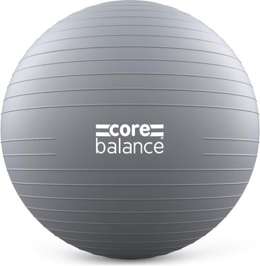 Гімнастичний м’яч Core Balance 65 см, антивибуховий, для фітнесу, йоги, вагітних, сірий, з насосом
