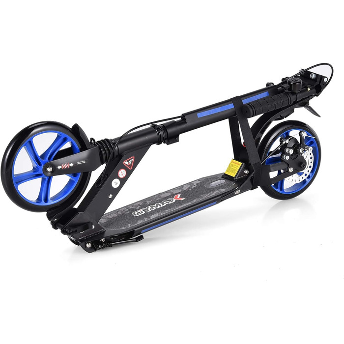 Tretroller GOPLUS Roller Kinder 8 років, City Roller для дітей та дорослих, вантажопідйомність 100 кг, регульована висота, складний, з гальмом та ременем (Блакитний)