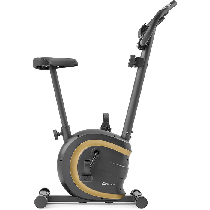Велотренажер Hop-Sport HS-015H для дому, компактний, для літніх людей, із пульсометром та антиковзаючими педалями, золото