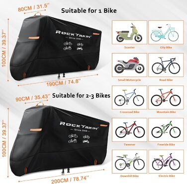 Водонепроникний чохол для велосипеда на 1 велосипед, 300D Oxford, захист від дощу, пилу, УФ-випромінювання та вітру, з світловідбиваючими смугами, сумка для зберігання