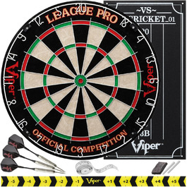 Професійна дартс-мішень Viper League Pro з сизалю, безскобова, Bullseye, комплект із крікет-табло