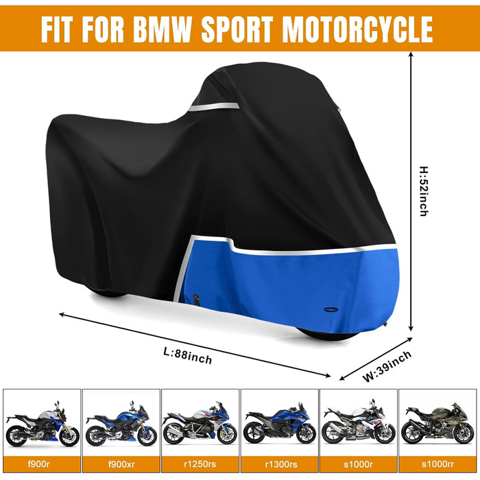 Водонепроникний чохол для мотоцикла BMW R1250GS, R1300GS, F650GS, F750GS, S1000R з тканини Oxford 420D, всесезонний захисний тент